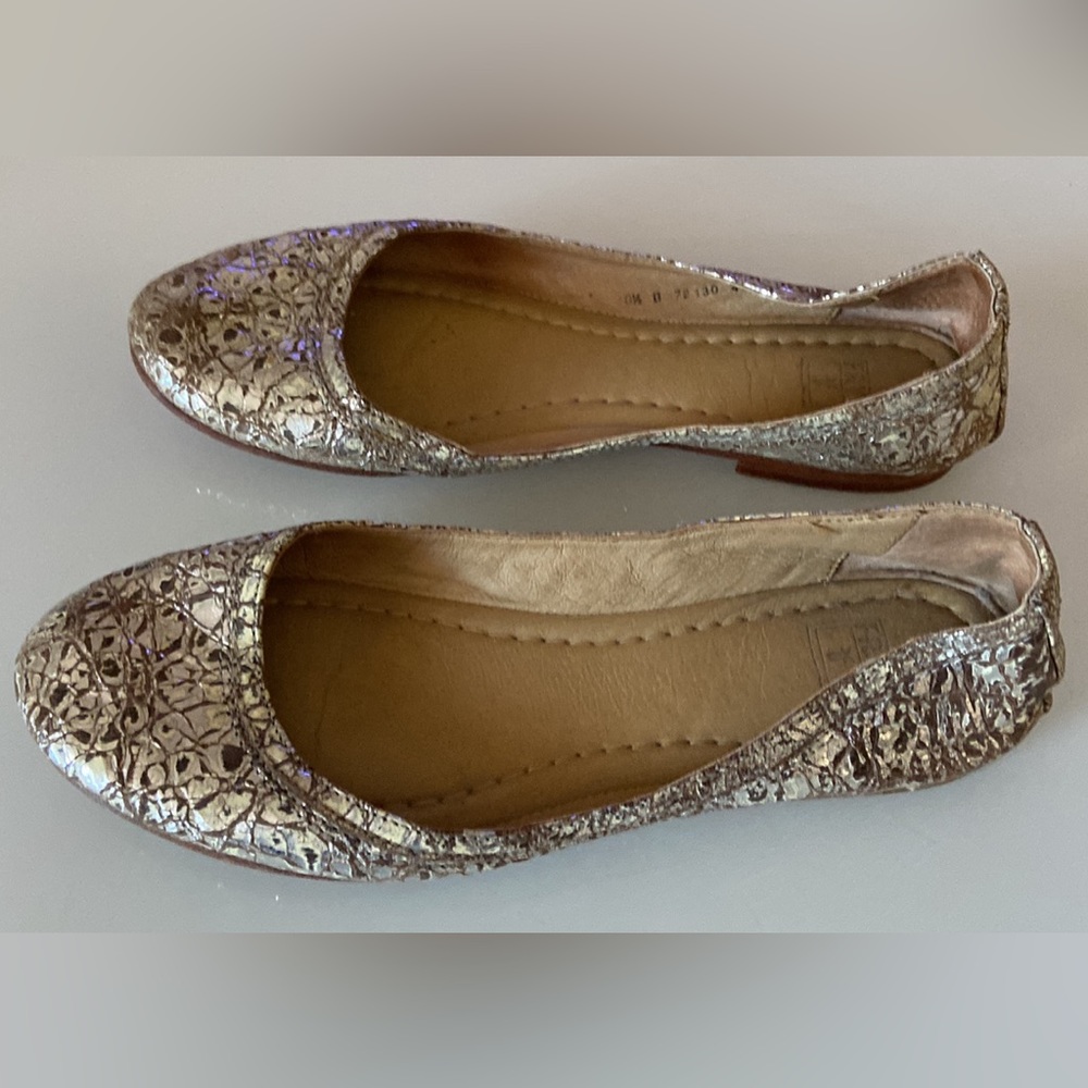 Frye silver cracked flats